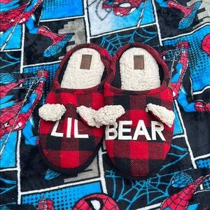 Dearfoams Red and Black Plaid Loafers